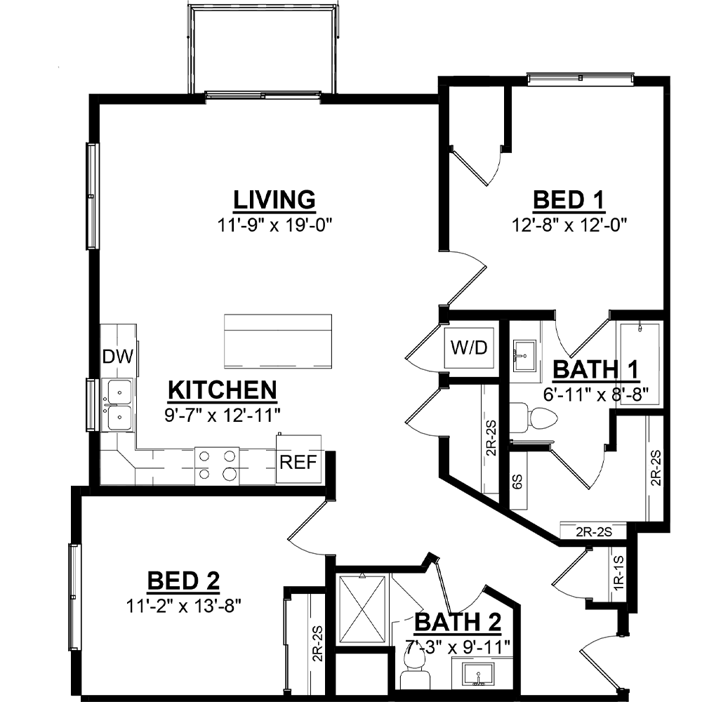 fenview flats floor plan - 2 bedroom corner